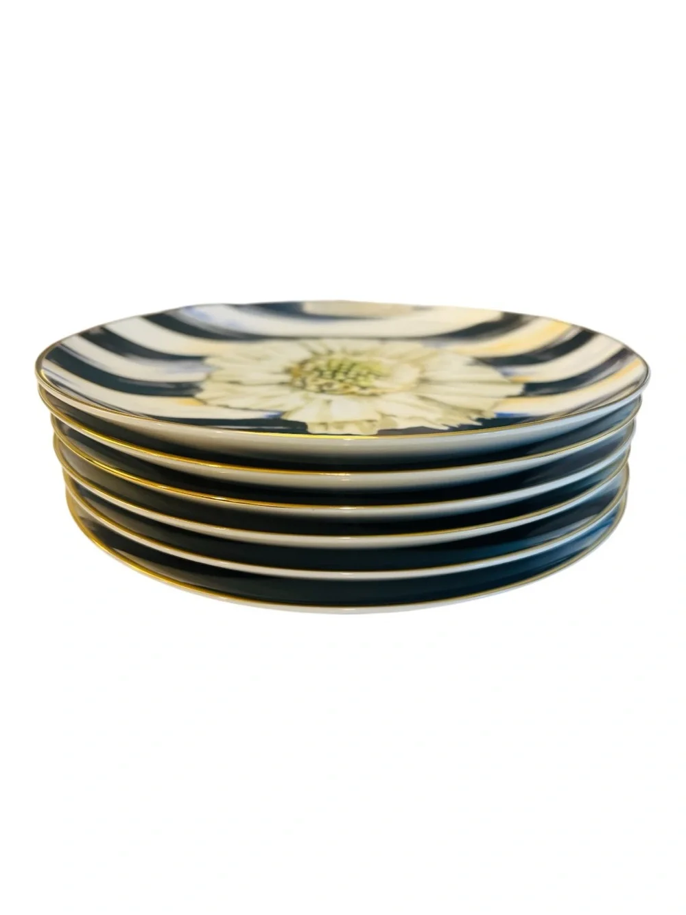 MACKENZIE CHILDS Set Of 6 Thistle & Bee The Bride 8.5” Salad Plates Flower